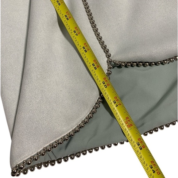 Elliatt Mint Green V Neck Beaded Detail Zip Back Scallop Front Pocket Dress SZ L - Picture 10 of 11